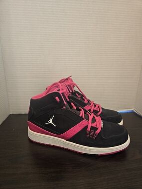 Jordan Mid-Top Sneakers in Black & Hot Pink Accents